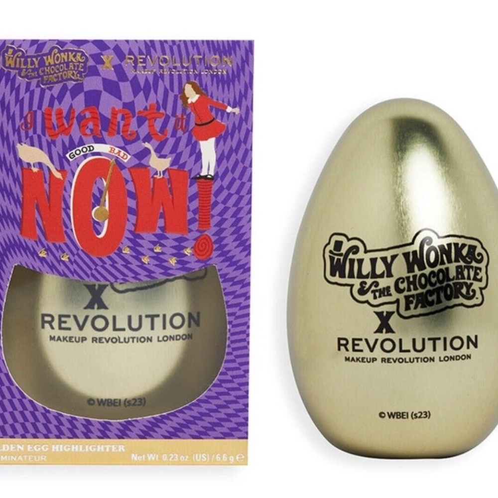 NEW Makeup Revolution x Willy Wonka Golden Egg Highlighter  I Want It Now  BNIB